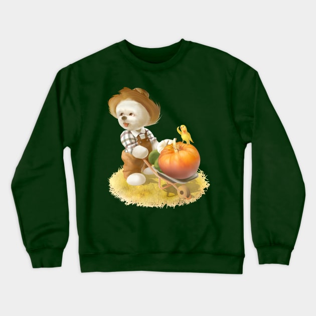 Smile Dog with Wheelbarrow Crewneck Sweatshirt by zkozkohi